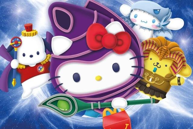 Happy Meal Sanrio Yu-Gi-Oh! colección 2024 con Hello Kitty y Dark Magician